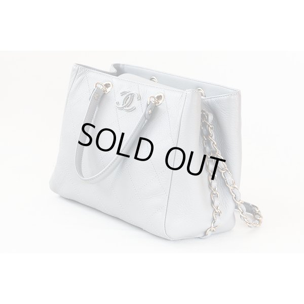 シャネル　2WAY ハンドバック AS0355 グレー／GP金具　サイド