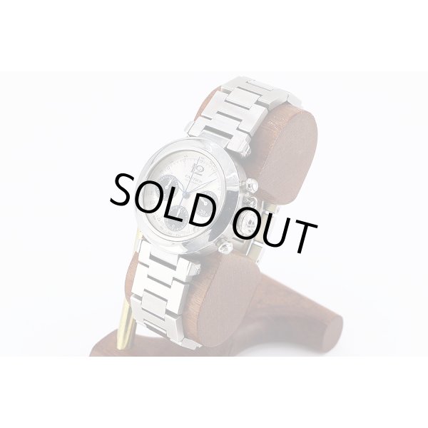 カルティエ　パシャＣ　クロノグラフ　２４１２　銀文字盤　黒インダイアル　サイド