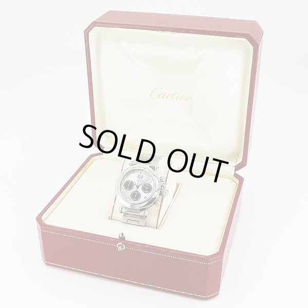 カルティエ　パシャＣ　クロノグラフ　２４１２　銀文字盤　黒インダイアル　箱