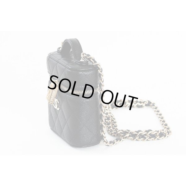 シャネル　スモールヴァニティショルダー AP2503 ブラック／GP金具　サイド