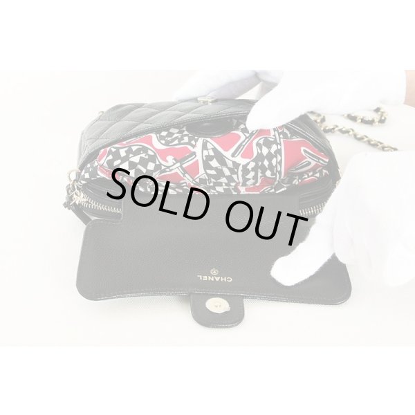 シャネル　エコバック マトラッセ チェーンショルダー ブラック／レッド／GP金具　中身エコバッグ