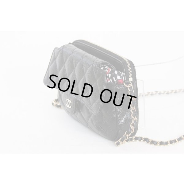 シャネル　エコバック マトラッセ チェーンショルダー ブラック／レッド／GP金具　サイド