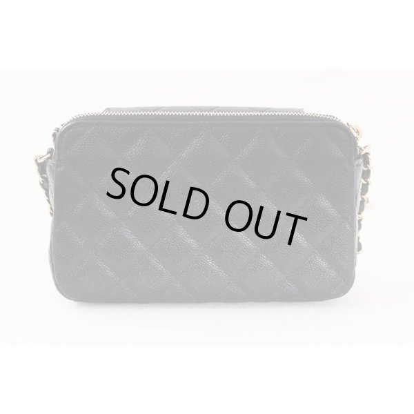 シャネル　エコバック マトラッセ チェーンショルダー ブラック／レッド／GP金具　裏面