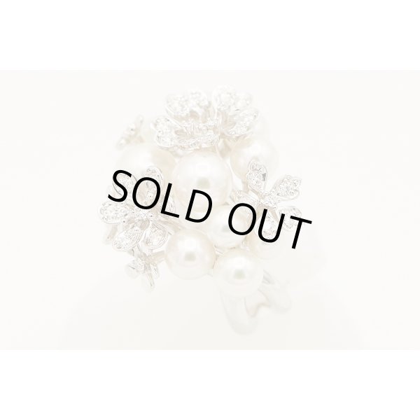 ミキモト　750WG パールダイアイリリング 0.50ct 17.50g　サイド