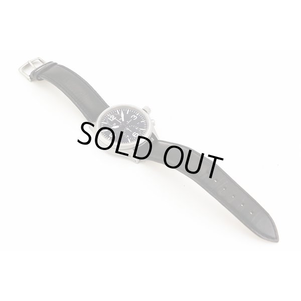 ジン　７５６　クロノグラフ　黒文字盤　革ベルト状態表面