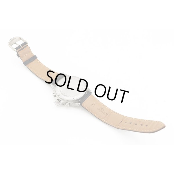 ジン　７５６　クロノグラフ　黒文字盤　革ベルト状態裏面