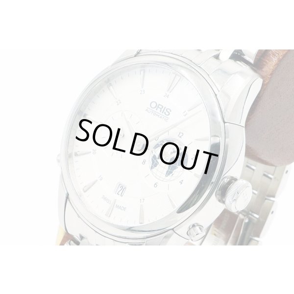 オリス　アートリエ　グリニッジミーンタイム　０１．６９０．６７９０　銀文字盤　サイド拡大