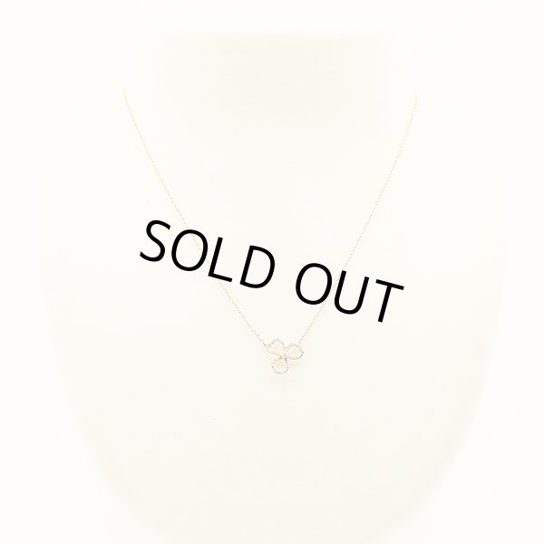 ティファニー　750PG ペーパーフラワー ダイアイリオープンフラワーネックレス 1.90g　装着イメージ