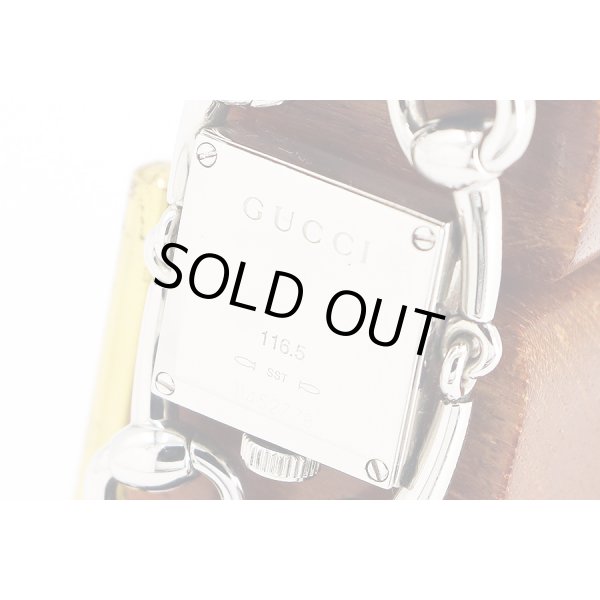 グッチ　シニョーリア　ホースビット　 １１６．５　青シェル文字盤　裏面拡大