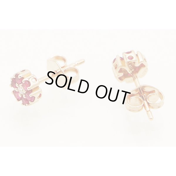 ポンテヴェキオ　K18PG ルビーダイアイリピアス 0.10ct*2 0.01ct*2 1.20g　留め具