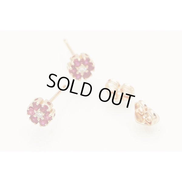 ポンテヴェキオ　K18PG ルビーダイアイリピアス 0.10ct*2 0.01ct*2 1.20g　留め具外したイメージ