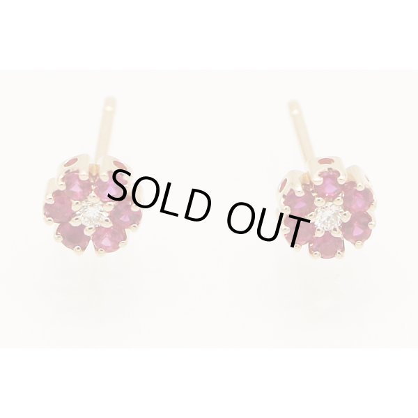 ポンテヴェキオ　K18PG ルビーダイアイリピアス 0.10ct*2 0.01ct*2 1.20g　拡大