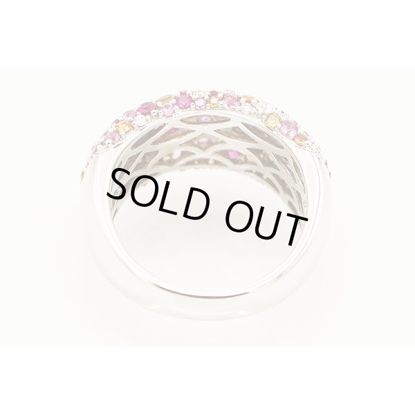 K18WG マルチサファイアダイアイリリング 1.65ct 0.55ct 11.70g　内側