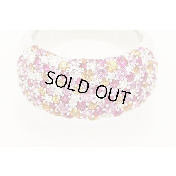 K18WG マルチサファイアダイアイリリング 1.65ct 0.55ct 11.70g　拡大