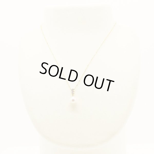 ミキモト　K18 パールダイアイリペンダントネックレス 8.30mm 3.10g　装着イメージ