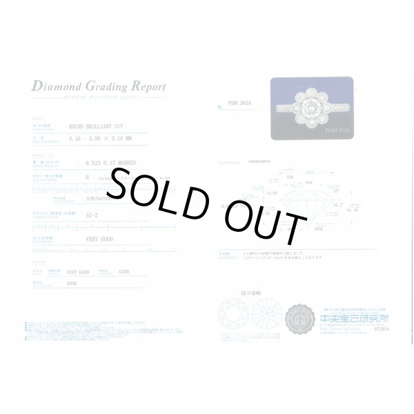 PT900 ダイアイリリング 0.523ct 0.17ct 5.40g　中宝鑑定書