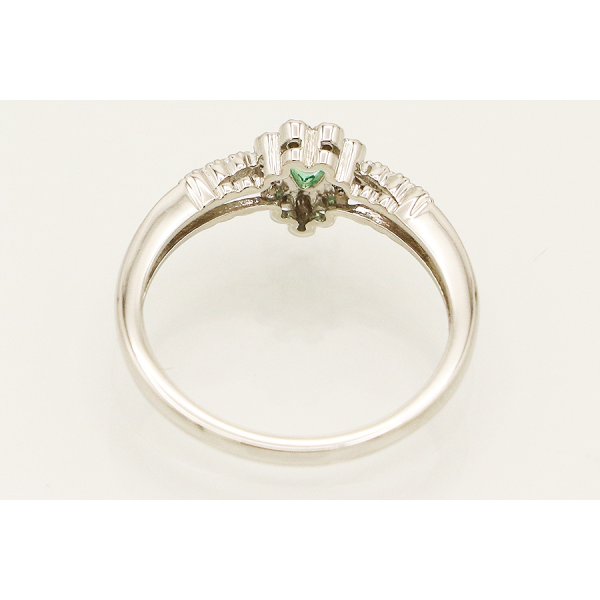 PT900 エメラルドダイアイリリング 0.13ct 0.08ct 3.20g　内側
