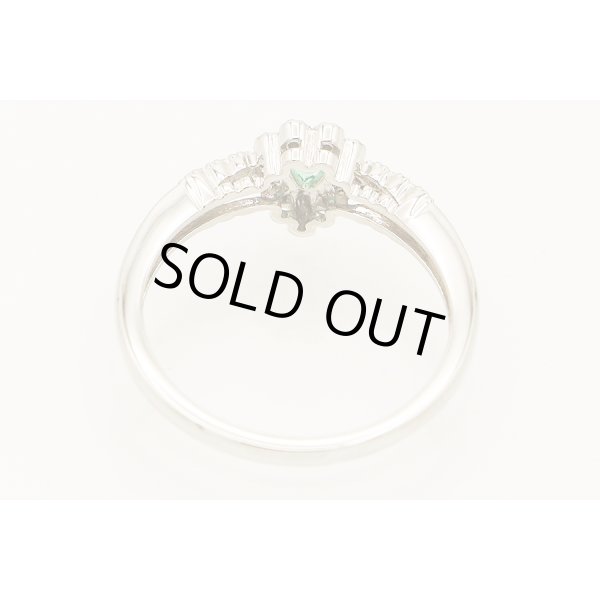 PT900 エメラルドダイアイリリング 0.13ct 0.08ct 3.20g　内側