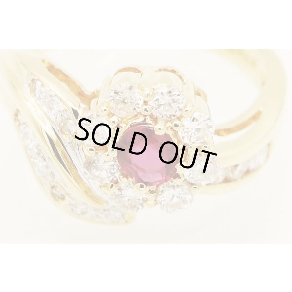 K18 ルビーダイアイリリング 0.30ct 0.69ct 5.50g　拡大