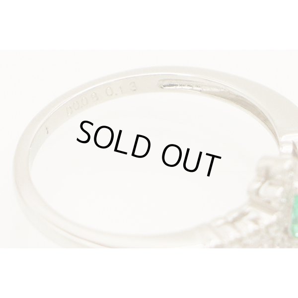 PT900 エメラルドダイアイリリング 0.13ct 0.08ct 3.20g　刻印(2)