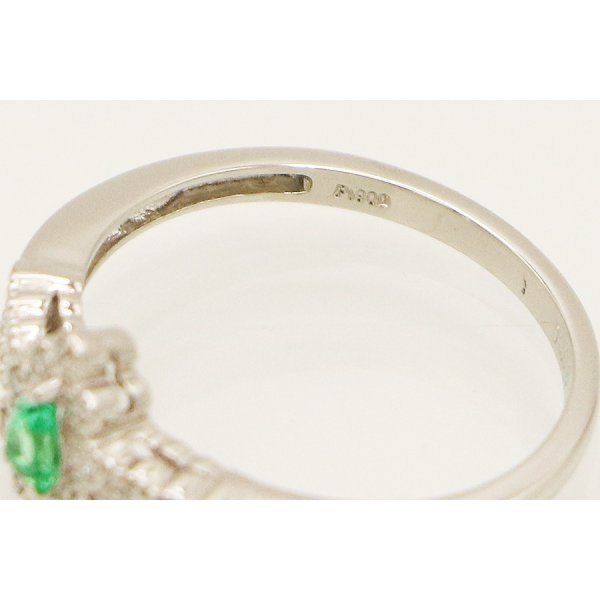PT900 エメラルドダイアイリリング 0.13ct 0.08ct 3.20g　刻印