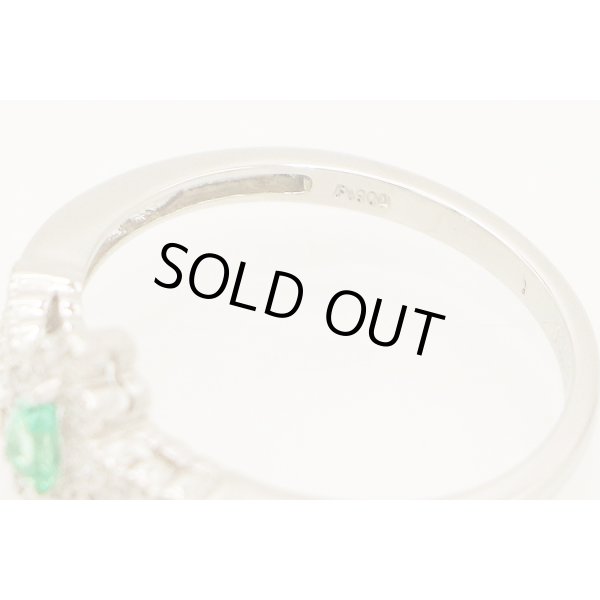 PT900 エメラルドダイアイリリング 0.13ct 0.08ct 3.20g　刻印