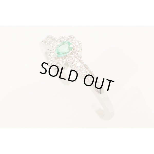 PT900 エメラルドダイアイリリング 0.13ct 0.08ct 3.20g　サイド