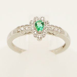 画像: PT900 エメラルドダイアイリリング 0.13ct 0.08ct 3.20g