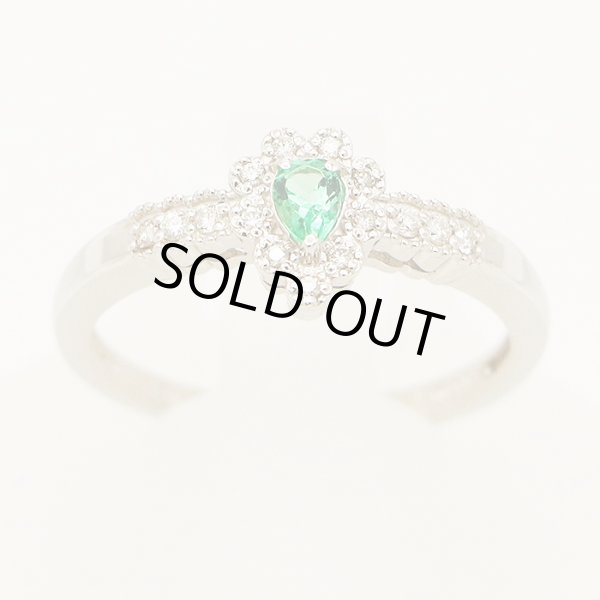 PT900 エメラルドダイアイリリング 0.13ct 0.08ct 3.20g