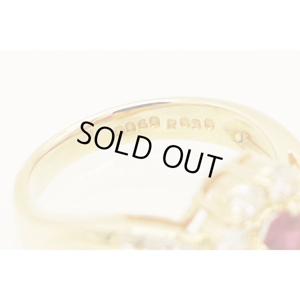 K18 ルビーダイアイリリング 0.30ct 0.69ct 5.50g　刻印(2)