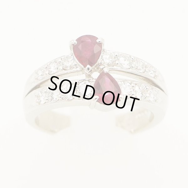 PT900 ルビーダイアイリリング 0.88ct 0.66ct 8.50g