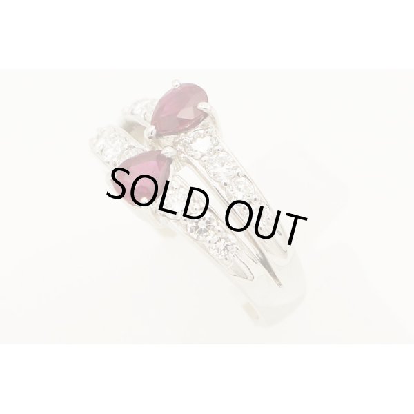 PT900 ルビーダイアイリリング 0.88ct 0.66ct 8.50g　サイド