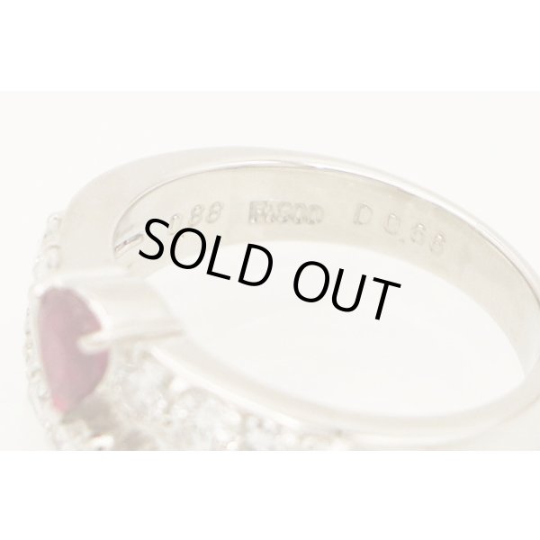 PT900 ルビーダイアイリリング 0.88ct 0.66ct 8.50g　刻印(1)