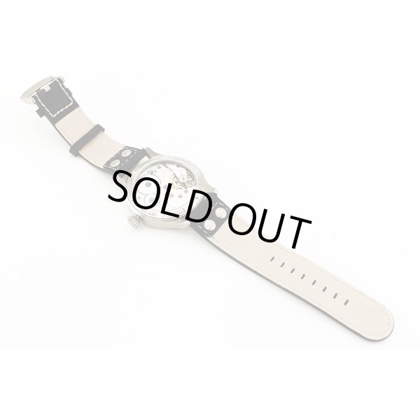 アルキメデ　パイロットウォッチ　ＵＡ７９４９　黒文字盤　革ベルト状態　裏面