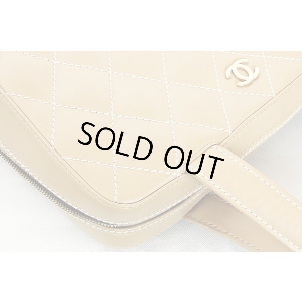 シャネル　ワイルドステッチ ハンドバック ベージュ　持ち手付け根少々折れ