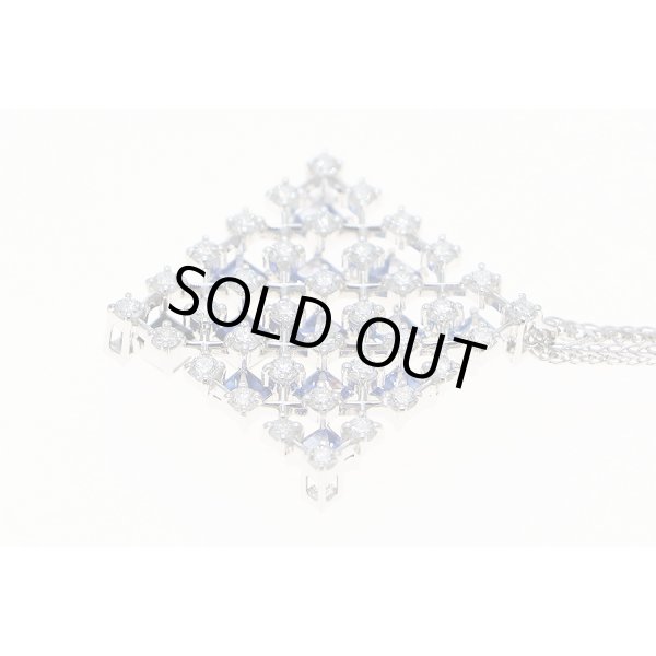 ミキモト　K18WG サファイアダイアイリペンダントネックレス 1.70ct 0.87ct 6.90g　拡大