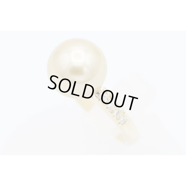 タサキ　K18 ゴールデンパールダイアイリリング 11.80mm 0.12ct 6.40g　サイド