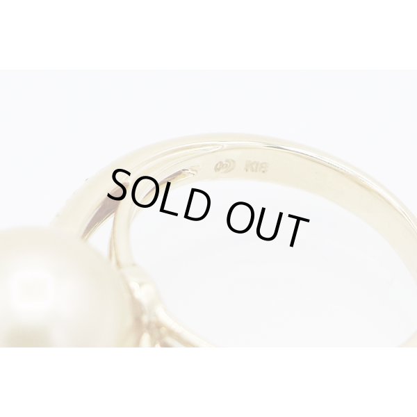 タサキ　K18 ゴールデンパールダイアイリリング 11.80mm 0.12ct 6.40g　刻印