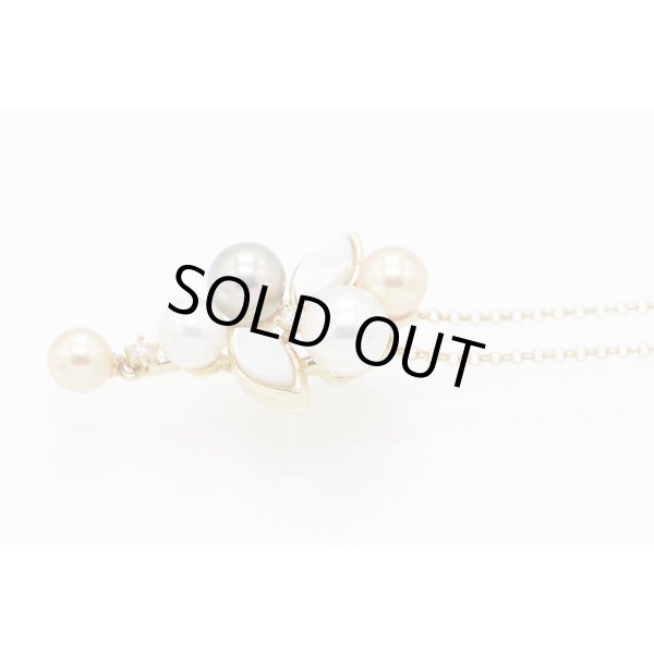 タサキ　K18 パールシェルダイアイリペンダントネックレス 0.02ct 4.20g　サイド