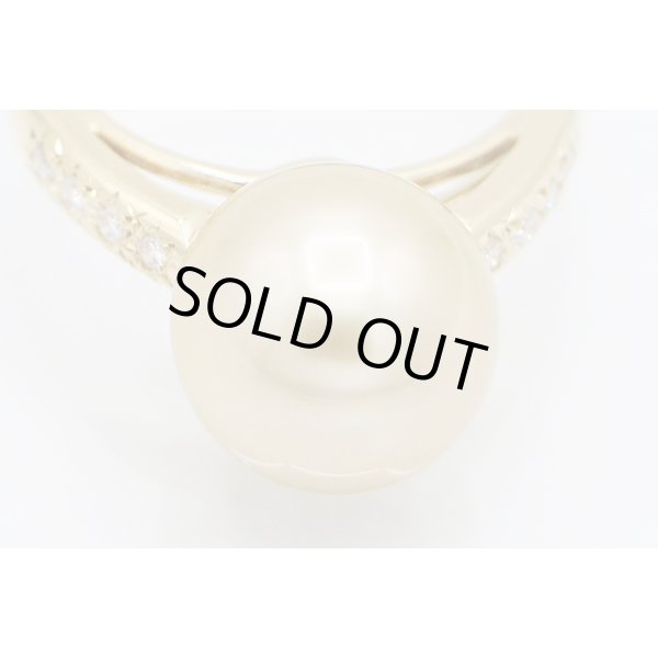 タサキ　K18 ゴールデンパールダイアイリリング 11.80mm 0.12ct 6.40g　拡大