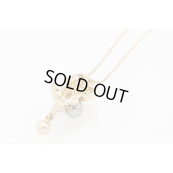 タサキ　K18 パールシェルダイアイリペンダントネックレス 0.02ct 4.20g　裏面