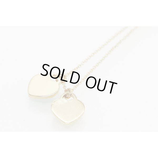 ティファニー　750YG ミニダブルハートタグペンダントネックレス 4.00g　裏面　※スレが見受けられます