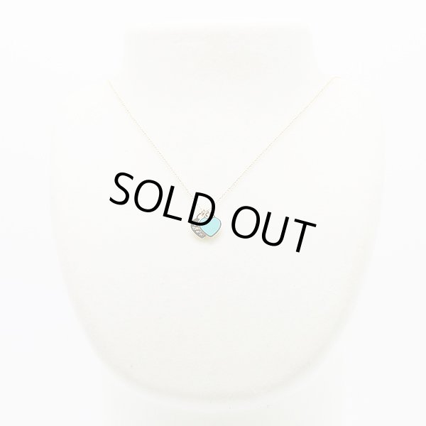 ティファニー　750YG ミニダブルハートタグペンダントネックレス 4.00g　装着イメージ