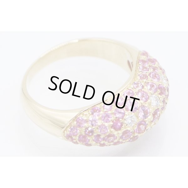 ポアレ　750YG ピンクサファイアダイアイリリング 6.80g　拡大