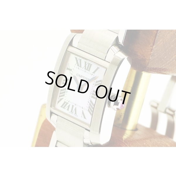 カルティエ　タンクフランセーズＳＭ　２３８４　ピンクシェル文字盤　サイド拡大