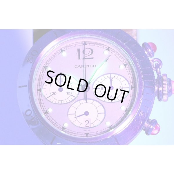 カルティエ　パシャ３８　クロノグラフ　茶文字盤　ライト