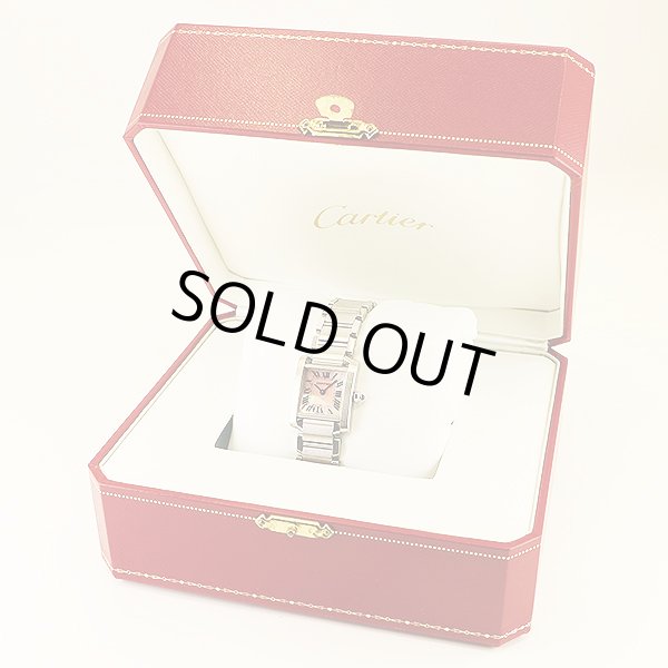 カルティエ　タンクフランセーズＳＭ　２３８４　ピンクシェル文字盤　箱