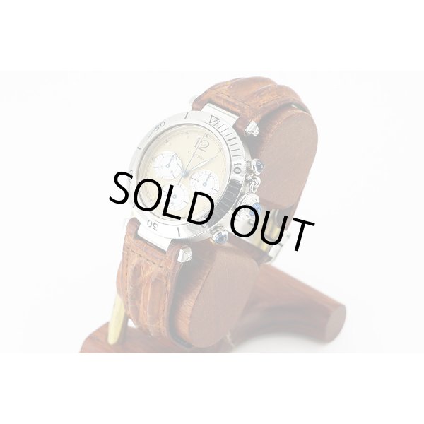 カルティエ　パシャ３８　クロノグラフ　茶文字盤　サイド