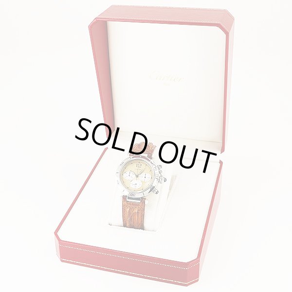 カルティエ　パシャ３８　クロノグラフ　茶文字盤　箱