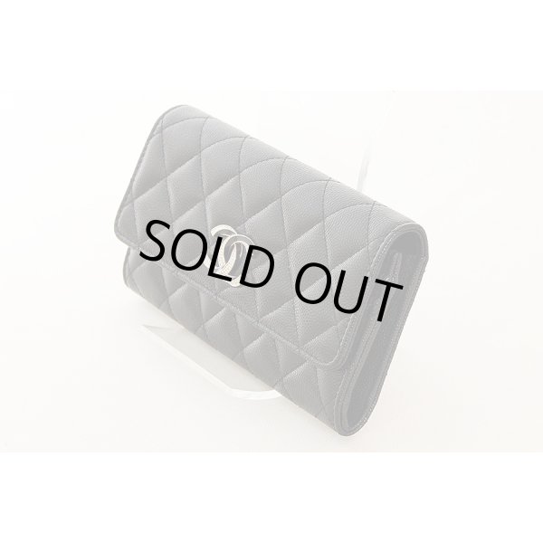 シャネル　フラップ ミディアムウォレット AP3339 ブラック　サイド